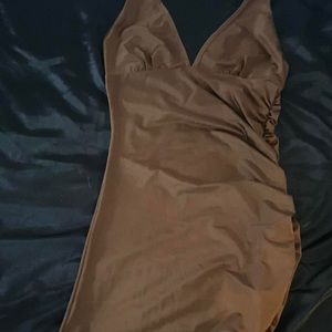 sexy brown halter dress